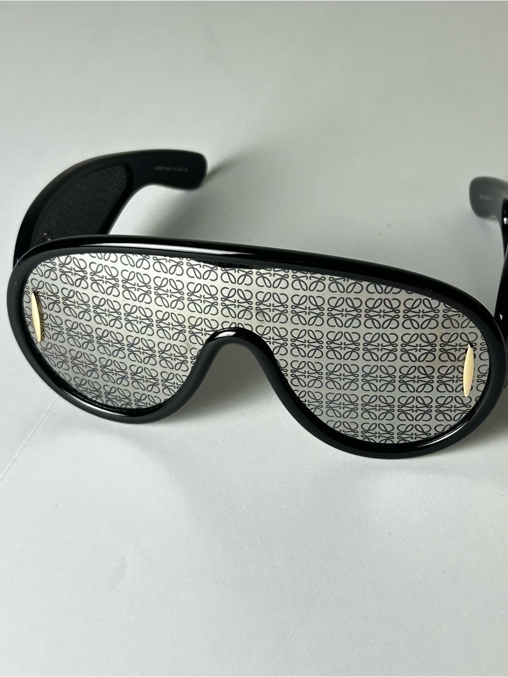 Loewe Paula’s Ibiza Oversized Shield Sunglasses Black Monogram Lens Italy
